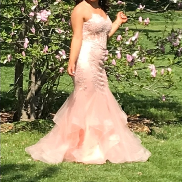 Beautiful dusty pink mermaid style, full bottom prom dress. - Picture 5 of 16